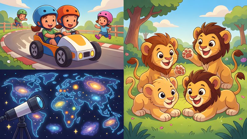 Race Cars, a Map of the Universe, and Baby Lions