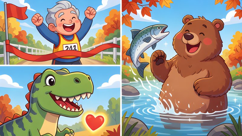 The Fast Grandad, the Warm Dinosaur and the Fattest Bear